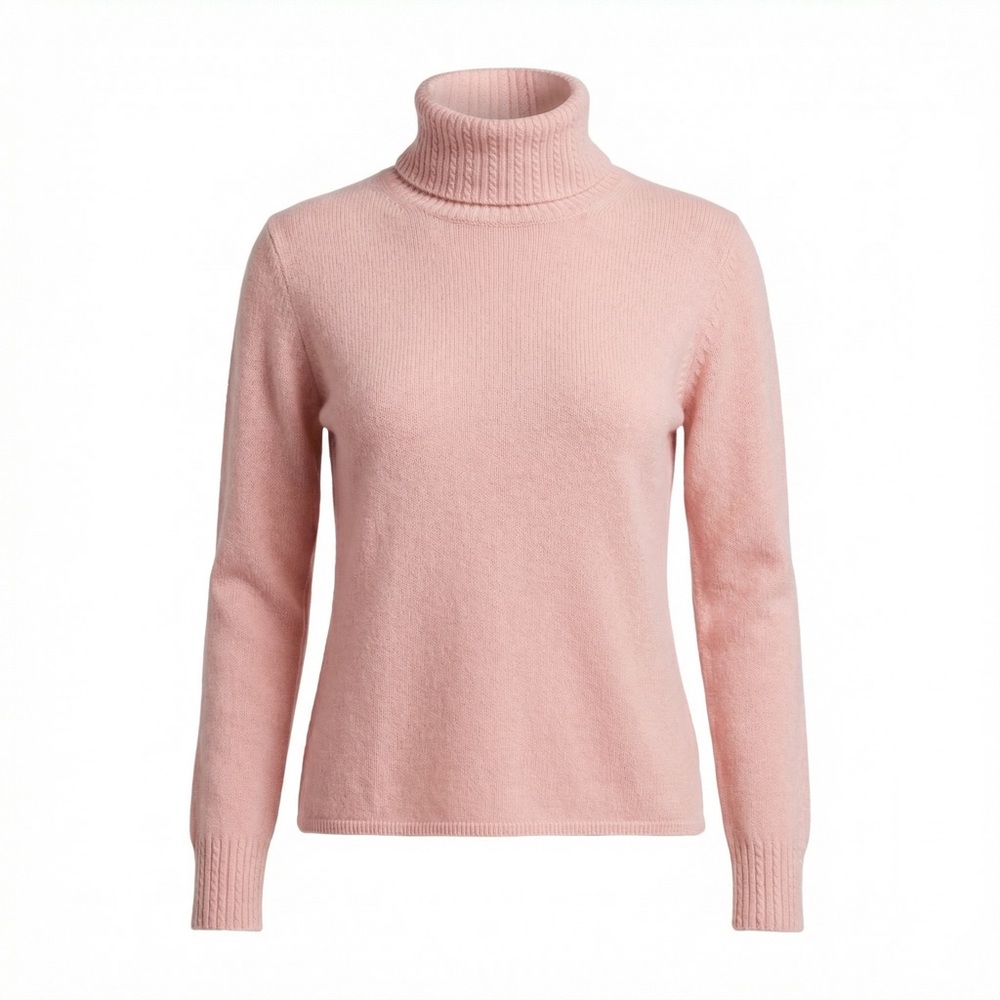 GENEVA Cashmere Turtleneck Sweater Blush Pink Large